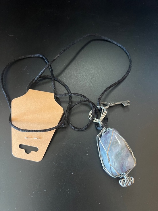 Jewelry - 4/$20 Wire-Wrapped Fluorite Pendant Necklace in Purple and Green Tones